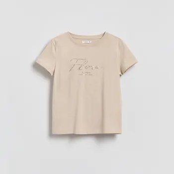 Reserved - Tričko s&nbsp;potiskem - béžová - 204HT-08X - 204HT-08X-XS