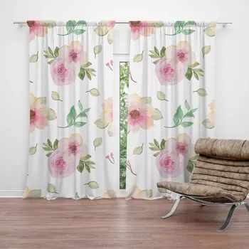 Závěs Sablio Závěsy Růžové květy: 2ks 140x250cm