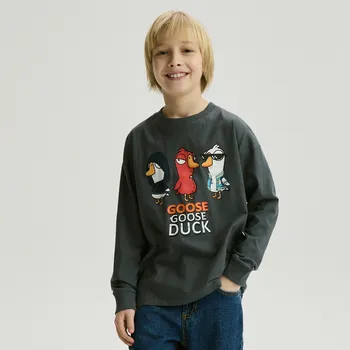 Chlapecké tričko Reserved - Tričko s dlouhými rukávy Goose Goose Duck - tmavě šedá - 050II-90X - 050II-90X-158