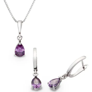 Souprava šperků Souprava náušnic a přívěšku ze stříbra s fialovými zirkony 914.90