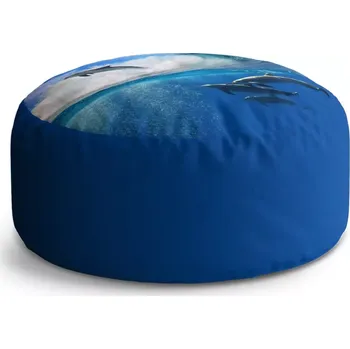 Taburet Sablio Kulatý taburet Circle Delfíni ve vlnách: 38x48 cm - Sablio