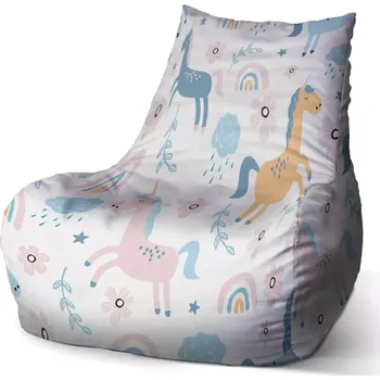 Sedací pytel Sedací vak Bean Duhoví jednorožci - Sablio - 60 x 70 x 70 cm