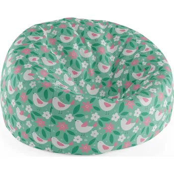 Sedací pytel Sablio Sedací vak Cocoon Květiny a ptáčci - 75 x 45 x 35 cm