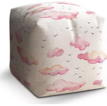 Taburet Sablio Taburet Cube Růžové mraky: 40x40x40 cm