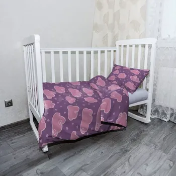 Povlečení Sablio Mikroplyšové povlečení do dětské postýlky Růžové obláčky - 100x135 / 40x60