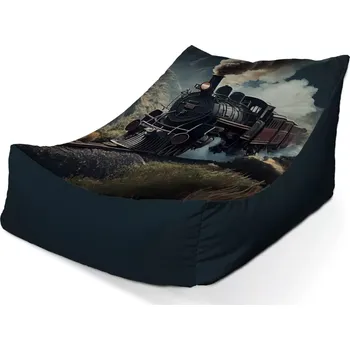 Sedací pytel Sablio Sedací vak Lounge Parní lokomotiva v horách - 80 x 95 x 50 cm