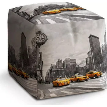 Taburet Sablio Taburet Kostka Žluté taxiky: 40x40x40 cm - Sablio