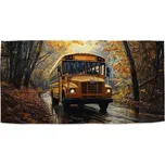 Sablio Ručník s potiskem Žlutý školní autobus - 70x140 cm