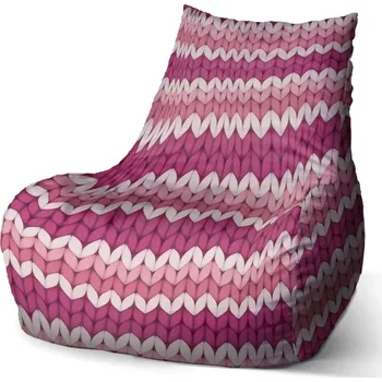 Sedací pytel Sedací vak Bean Střídajíci růžové pletení - Sablio - 60 x 70 x 70 cm