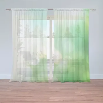 Záclona Sablio Záclony Zelená abstrakce: 2 ks - 150x250 cm - Sablio