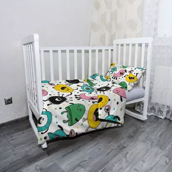 Povlečení Sablio Mikroplyšové povlečení do dětské postýlky Příšerky - 100x135 / 40x60