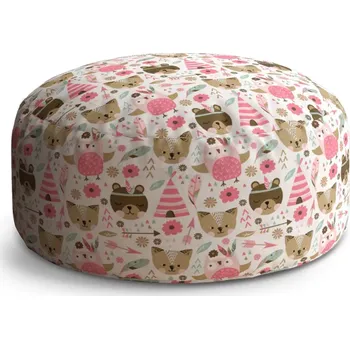 Taburet Sablio Kulatý taburet Circle Lesní zvířátka: 38x48 cm - Sablio