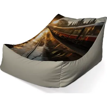 Sedací pytel Sablio Sedací vak Lounge Vlak na nádraží při východu slunce - 80 x 95 x 50 cm