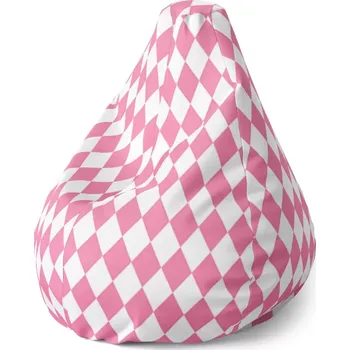 Sedací pytel Sedací vak Pear Růžovobílé kosočtverce - Sablio - 70 x 95 x 15 cm