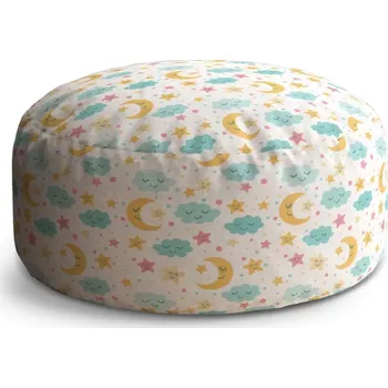 Taburet Sablio Kulatý taburet Circle Měsíc a modré mráčky: 38x48 cm - Sablio