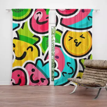 Závěs Sablio Závěsy Veselé ovoce: 2 ks - 140x250 cm - Sablio