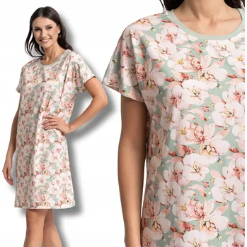 Dámská noční košile MORAJ BAVLNĚNÁ KOŠILE NOČNÍ DÁMSKÁ KVĚTINOVÝ VZOR POHODLNÁ KE KOLENŮM M