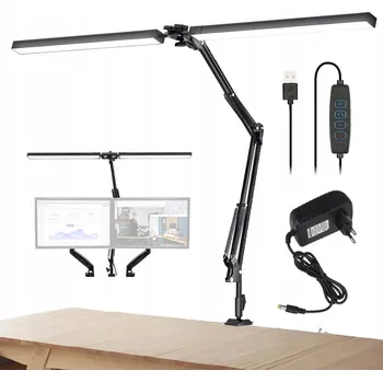 Lampička LED stolní lampa na stůl s klipem, nastavitelná jasnost, černá