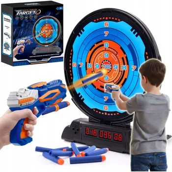 Obraz ELEKTRONICKÝ TERČ PRO DĚTI LCD PISTOLE + 10 ŠIPEK, 3 REŽIMY