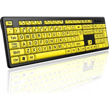 Klávesnice USB KLÁVESNICE DRÁTOVÁ TICHÁ VELKÉ KLÁVESY PRO SENIORY