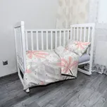 Sablio Mikroplyšové povlečení do dětské postýlky Bílé a růžové listy - 100x135 / 40x60