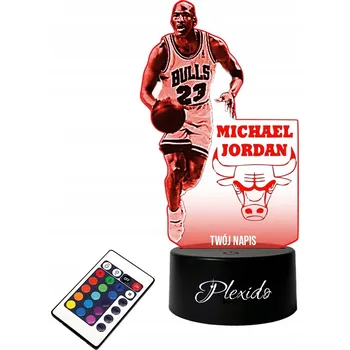 Lampička LAMPA na SKLE Chicago Bulls NBA 3D LED RGB + DÁLKOVÝ OVLADAČ 16 BAREV