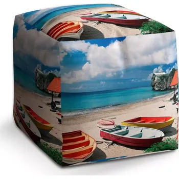 Taburet Sablio Taburet Kostka Loďky na pláži: 40x40x40 cm - Sablio