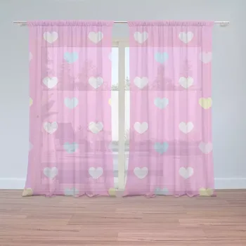 Záclona Sablio Záclony Srdce na růžové: 2 ks - 150x250 cm - Sablio