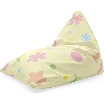 Sedací pytel Sablio Sedací vak Triangl Květiny na žluté: 120 x 100 x 100 cm - Sablio