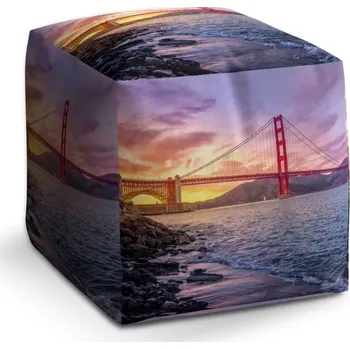 Taburet Sablio Taburet Kostka Golden Gate 5: 40x40x40 cm - Sablio