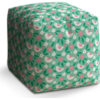 Taburet Sablio Taburet Kostka Květiny a ptáčci: 40x40x40 cm - Sablio