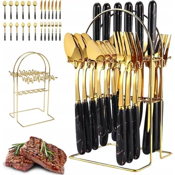 Příbor Příbory 24 kusů Sada NEREZOVÁ OCEL vhodné do MYČKY se STOJANEM Krabička