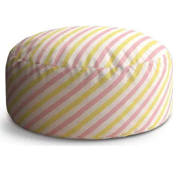Taburet Sablio Kulatý taburet Circle Růžové a žluté pruhy: 38x48 cm - Sablio