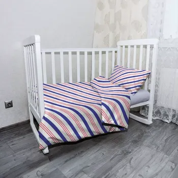 Povlečení Sablio Mikroplyšové povlečení do dětské postýlky Modročervené pruhy - 100x135 / 40x60