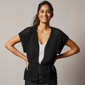 Dámská vesta Ažurová vesta černá 42/44
