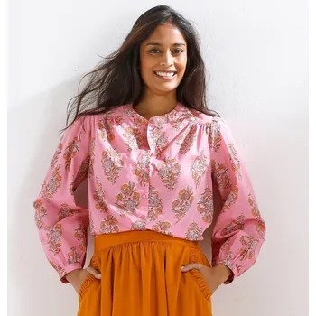 Dámská halenka Halenka s dlouhými rukávy a potiskem růžová 52