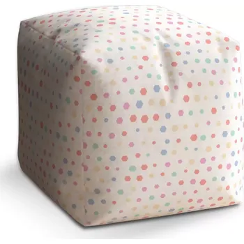 Taburet Sablio Taburet Kostka Různě barevné puntíky: 40x40x40 cm - Sablio