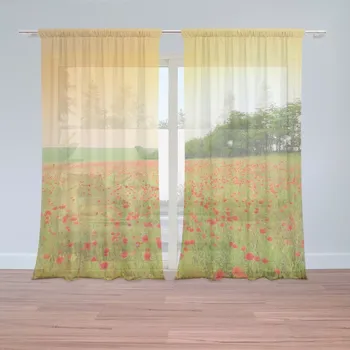 Záclona Sablio Záclony Pole vlčích máků: 2 ks - 150x250 cm - Sablio