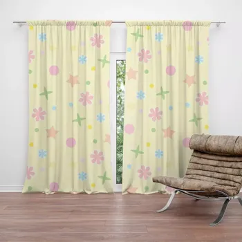 Závěs Sablio Závěsy Hvězdy, květy a puntíky: 2 ks - 140x250 cm - Sablio