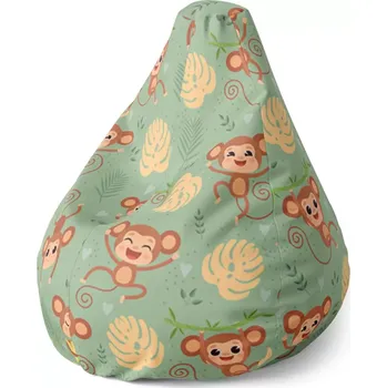 Sedací pytel Sedací vak Pear Roztomilé opičky - Sablio - 70 x 95 x 15 cm