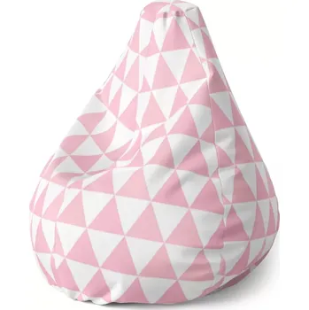 Sedací pytel Sedací vak Pear Růžové a bílé trojúhelníky - Sablio - 70 x 95 x 15 cm