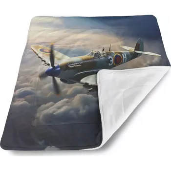 Dětská deka Sablio Dětská deka pro miminko Stíhačka Spitfire - 80x100 cm