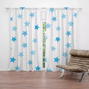 Závěs Sablio Závěsy Modré hvězdy na bílé: 2 ks - 140x250 cm - Sablio