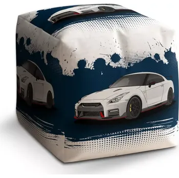 Taburet Sablio Taburet Cube Nissan GTR 35 Modrý: 40x40x40 cm
