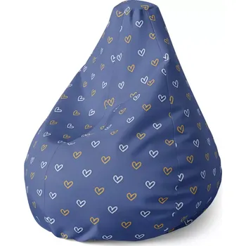 Sedací pytel Sedací vak Pear Srdíčka na modré - Sablio - 70 x 95 x 15 cm