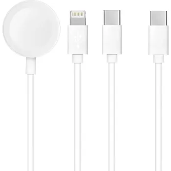 Datový kabel Kabel typu C 3v1 iPhone Lightning 8-Pin + Type C 2A + Apple Watch 3W 1A C3169 White