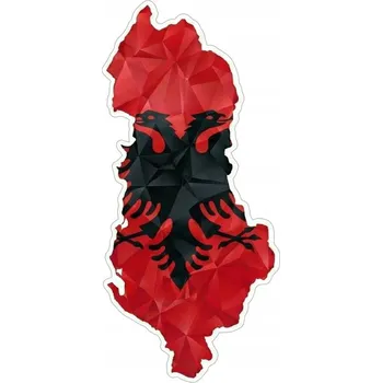 Samolepicí dekorace na vozidlo SAMOLEPKA na Auto | ALBÁNIE MAPA OREL VLAJKA CESTOVÁNÍ KUFER MOTO 12x6