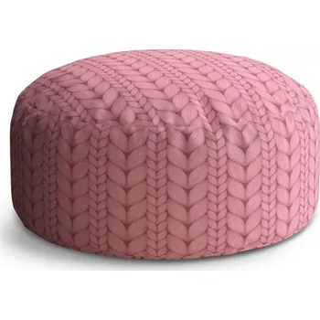 Taburet Sablio Kulatý taburet Circle Růžové pletení: 38x48 cm - Sablio