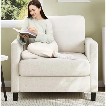 Křeslo Relaxační křeslo, jednomístná pohovka do obývacího pokoje, bílá 84 x 78 x 82 cm