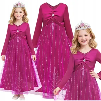 Karnevalový kostým KOSTÝM PŘEVLEK ŠATY ELSA ELZA KOUZELNÁ NOC NA KARNEVALOVÝ PLES 116 122 CM